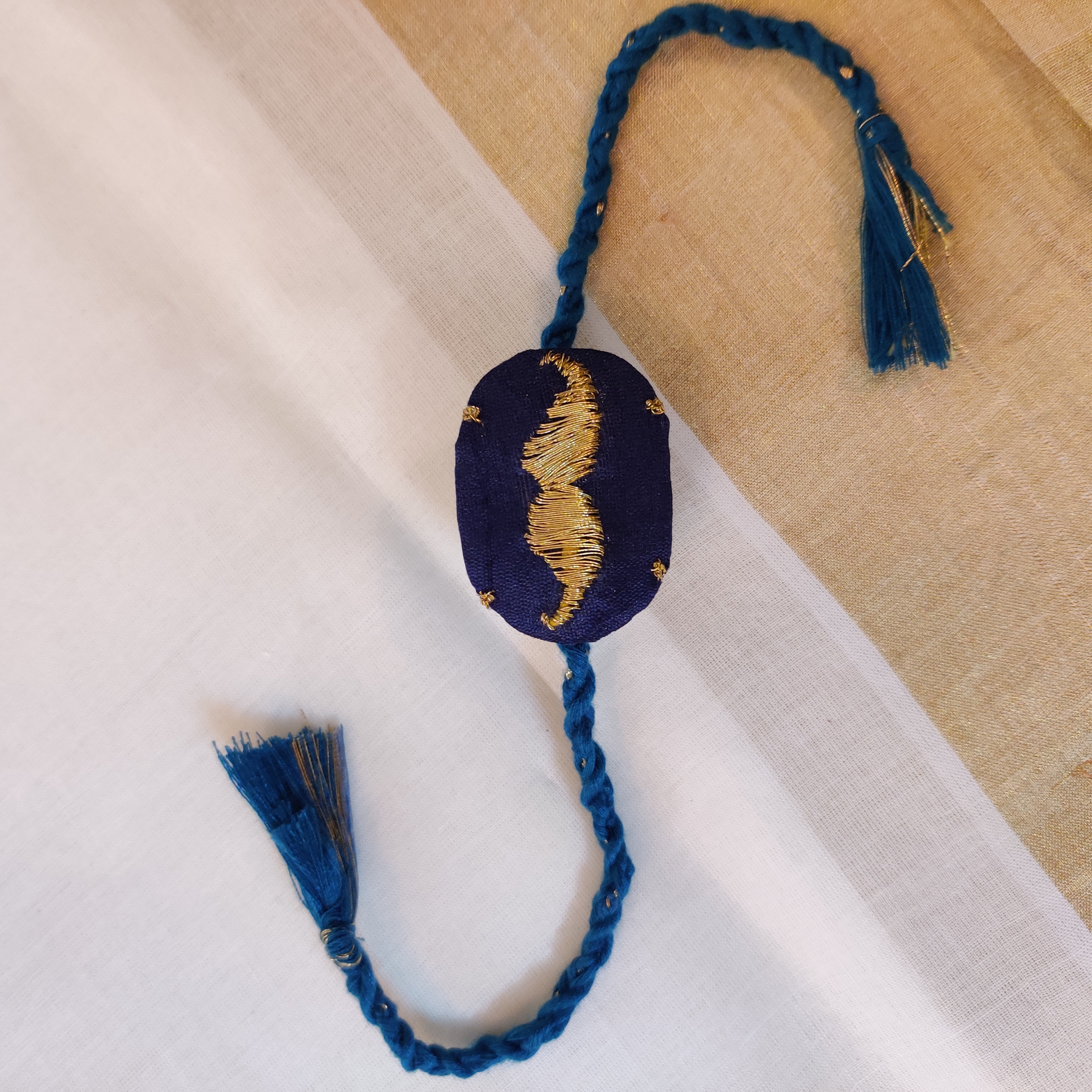 Set of 2 Handmade Zardozi Rakhi - image 3